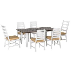 7 Piece Patio Dining Set with Umbrella Hole, Aluminum Outdoor Furniture Set with 6 Chairs and Cushions for Garden, Backyard, or Poolside 7 Piece Patio Dining Set with Umbrella Hole, Aluminum Outdoor Furniture Set with 6 Chairs and Cushions for Garden, Backyard, or Poolside