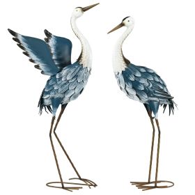 Set of 2 Standing Bird Garden Sculptures, Heron Garden Statues for Lawn, Patio, Backyard Decoration, 29" & 27.5", Blue & White Set of 2 Standing Bird Garden Sculptures, Heron Garden Statues for Lawn, Patio, Backyard Decoration, 29" & 27.5", Blue & White